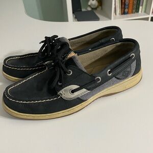 Sperry black and gray deck shoes